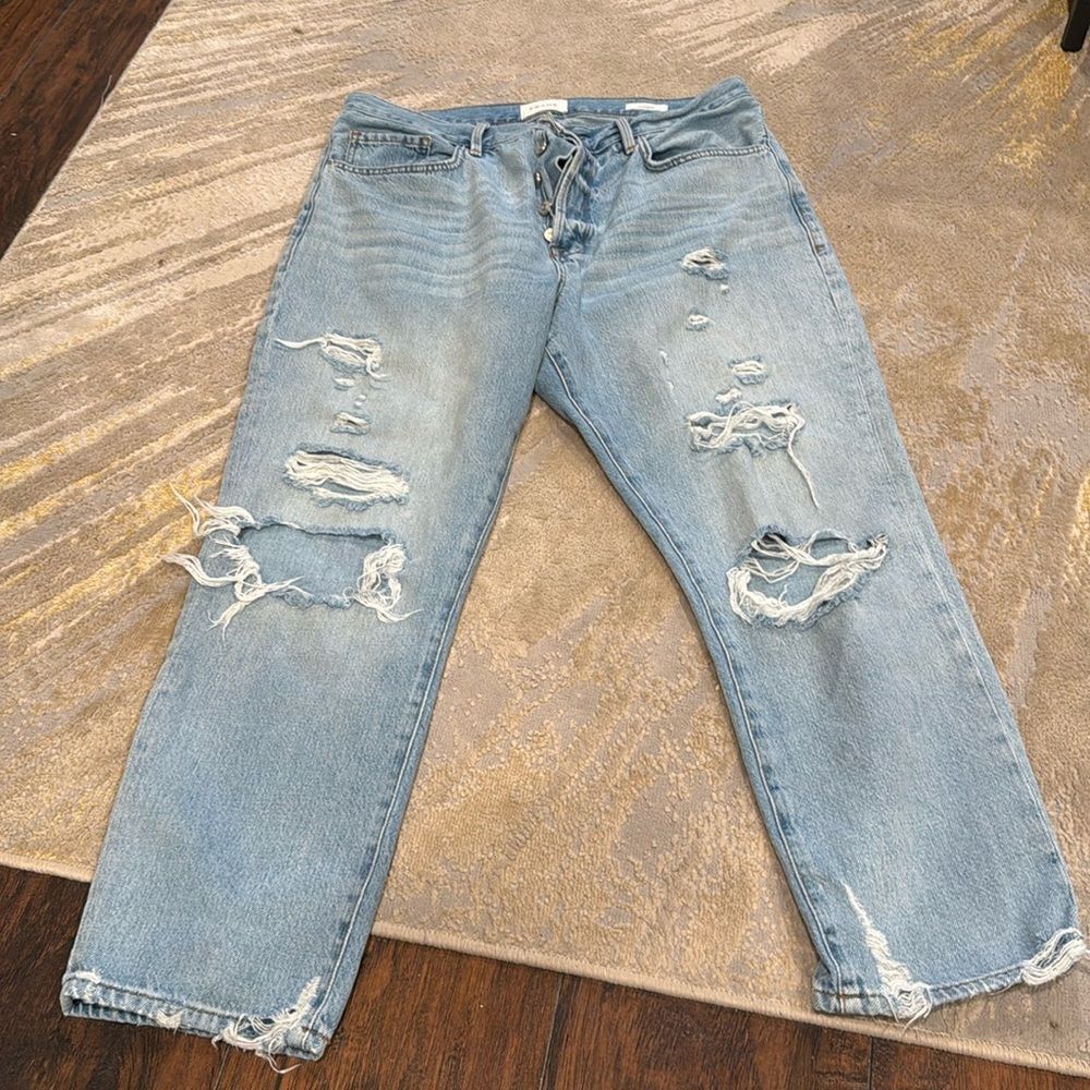 Frame Le Original Straight Leg Jeans distressed‎ high waist size 32 button fly